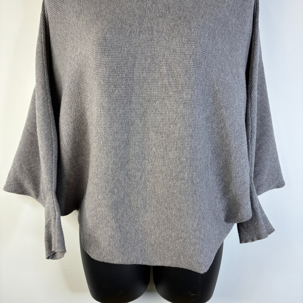 Heathmoor Womens Grey Ribbed Batwing Boatneck Sweater Oversized S/M Heathered‎ - Picture 10 of 16